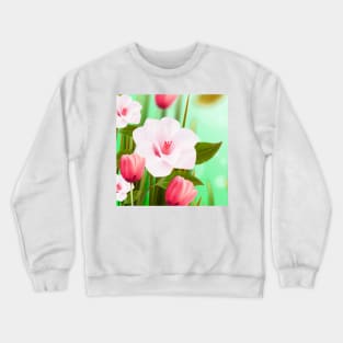 White Salmon Flowers Art Crewneck Sweatshirt